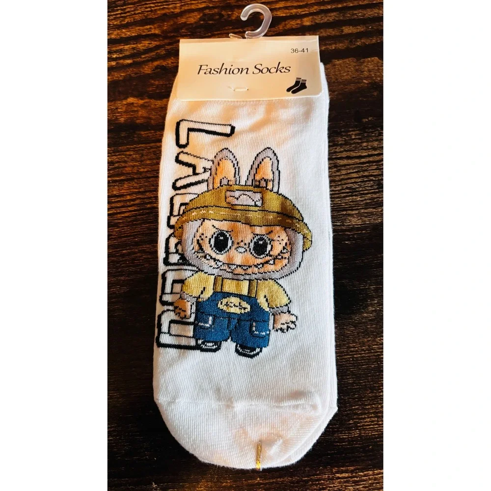 Labubu Graphic White Ankle Socks Fashion Socks New